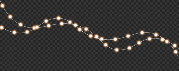 Illuminated string lights with glowing white and green bulbs cascade across a transparent dark background high-quality © Kamal Hosen