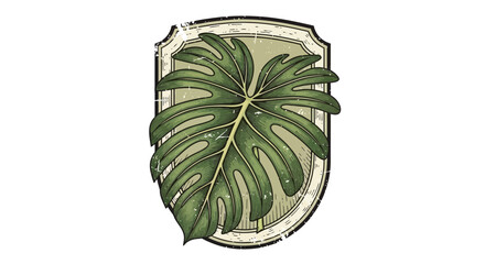 Naklejka premium Vintage Monstera Leaf Emblem
