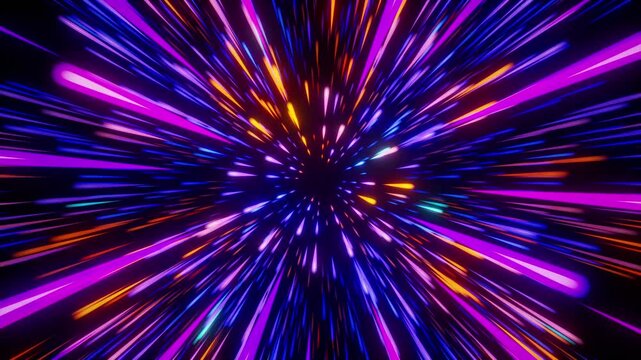 Abstract neon hyperdrive loop