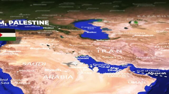 Flight From Mumbai INDIA to Jerusalem Palestine ARMENIA with flag pins