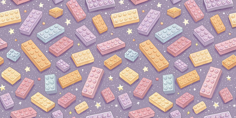 Naklejka premium Colorful array of interlocking toy blocks forming a vibrant mosaic pattern Vector