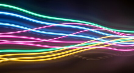 Abstract neon light trails