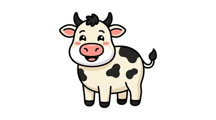 Fototapeta premium Cartoon Cow Illustration with Black Spots.