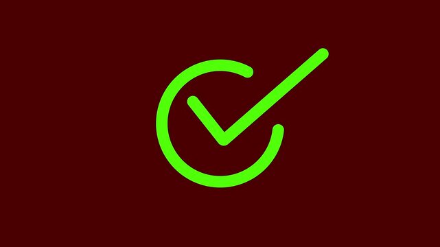 Cheak mark icon sign. Check mark icon animation on black background.