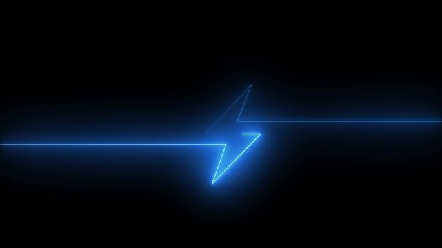 Neon battery fast charging animation, Glowing animated battery icon. Charger, running from low to full cell phone battery.