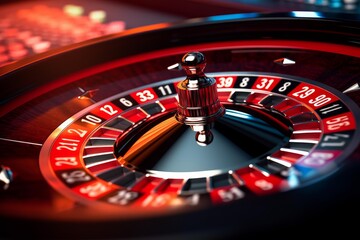 Roulette wheel spinning at a casino, representing chance, entertainment, and betting