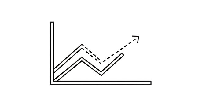 Line graph showing upward trend with dashed arrow