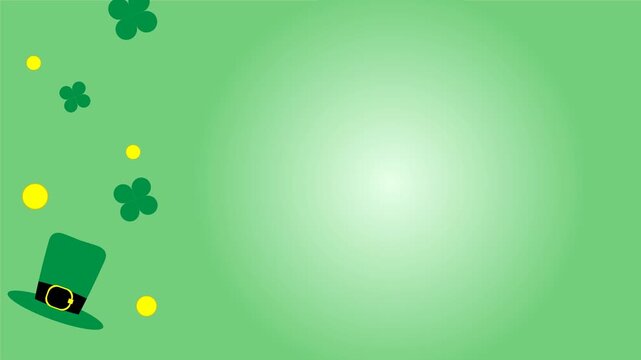 St. Patrick's Day Background Template with 3D Leprechaun Hat Shamrocks and Gold Coins
