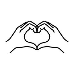 Fototapeta premium Minimalist Line Art Illustration of Hands Forming a Heart Shape Gesture
