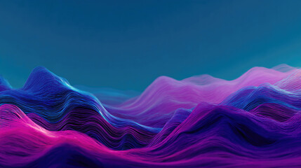 Dynamic Abstract Wavy Blue and Purple Digital Landscape