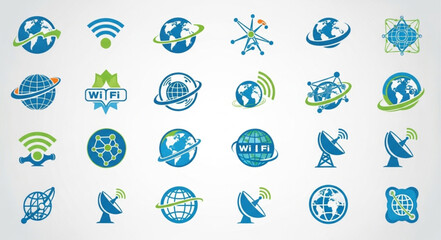 Collection of global communication and technology icons. © Bbap