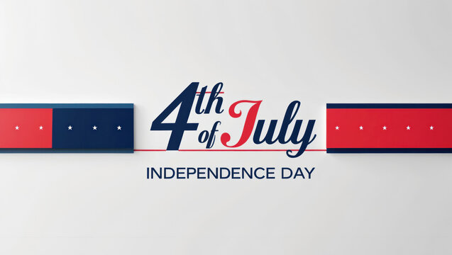 Displaying central text design featuring 4th of July INDEPENDENCE DAY on gray field, with star bars