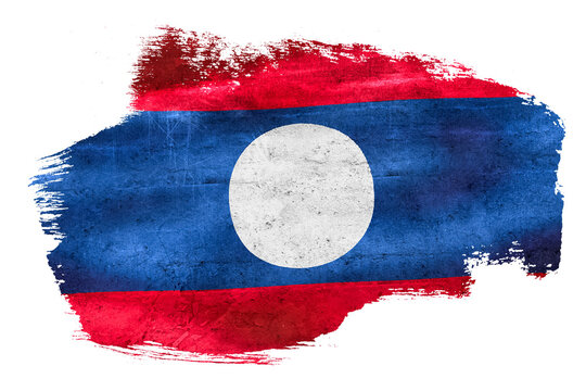 Laos national flag brush stroke grunge transparency