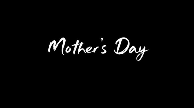 A beautifully stylized 'Mother's Day' message in elegant white script, set against a minimalist black background, perfect for conveying heartfelt sentiments on this special occasion