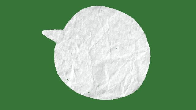 Hand-Drawn Paper Texture Speech Bubbles Animation on Green Screen | Colorful Crumpled Paper Text Box 2d animation | Creative Doodle Dialogue Cloud animated asset