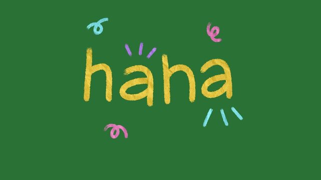 Hand-Drawn Paper Texture "Haha" Text Expression on Green Screen | Colorful Scribble Dialogue 2d animation | Playful Doodle Word Sticker animated asset