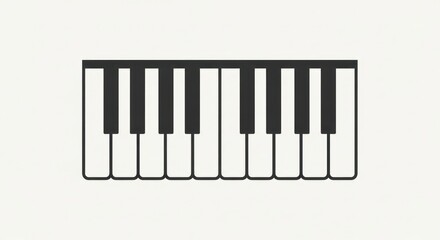 Fototapeta premium Minimalist piano keyboard illustration on white background isolated for design