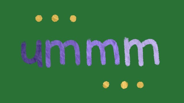 Hand-Drawn Paper Texture "Ummm" Text Expression on Green Screen | Colorful Scribble Dialogue 2d animation | Playful Doodle Word Sticker animated asset