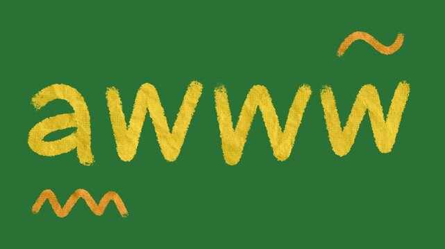 Hand-Drawn Paper Texture "Awww" Text Expression on Green Screen | Colorful Scribble Dialogue 2d animation | Playful Doodle Word Sticker animated asset