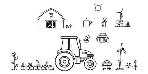 A red agricultural farm tractor machine stands as a powerful piece of farming equipment and heavy machinery isolated on a field for modern industry transport © RB SUKONNA