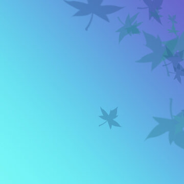 Abstrakter hellblauer Hintergrund mit fliegenden Ahornbl&auml;ttern und Farbverlauf