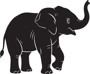 Fototapeta premium white background baby elephant black silhouette vector