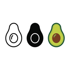 A colorful illustration of three avocados in different stages