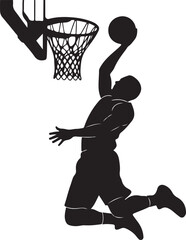 Obraz premium white background basketball dunk black silhouette vector