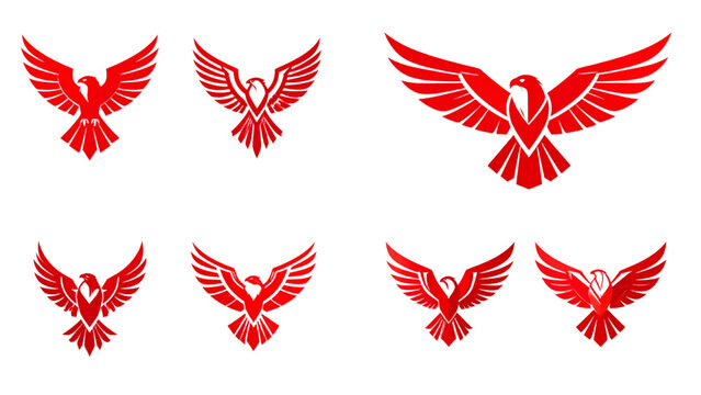Red Hawk Logo Collection &ndash; Stylized Eagle Bird Emblems for Power and Freedom Branding