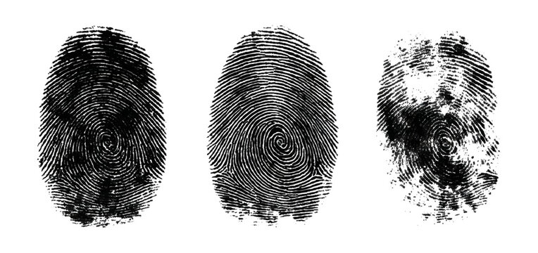 Abstract forensic grunge set fingerprint background texture. vector black grunge fingerprint distressed dirty background design element.
