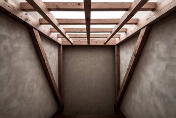 Obraz premium Wooden structure with a dark interior, resembling an old Japanese building or storage space.