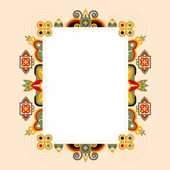 Ornamental Mandala Frame Border with Decorative Geometric Pattern