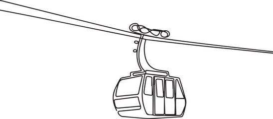 cable car transportation travel outside one line art design. one line Icon drawing © firoz
