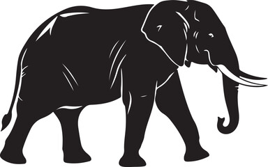 Fototapeta premium white background elephant walking black silhouette vector.