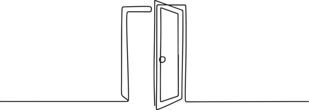 open empty door drawing concept. one line Icon drawing