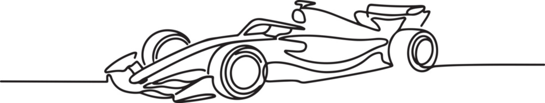 formula racing car fast sport line art. one line Icon drawing