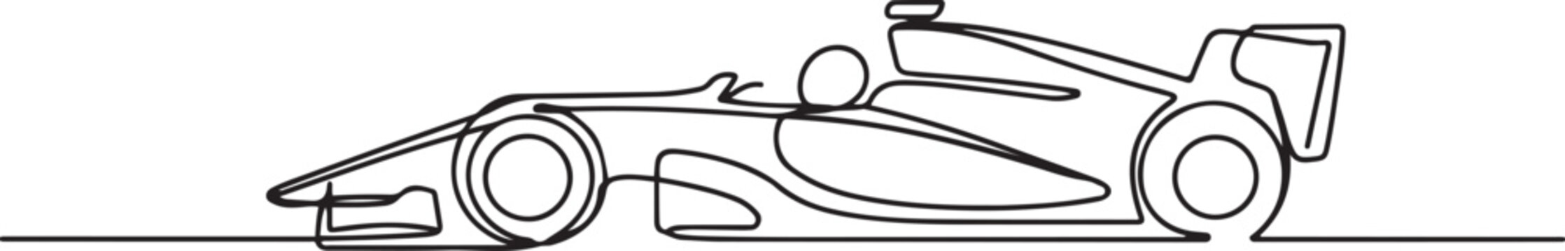 formula racing car fast sport line art. one line Icon drawing