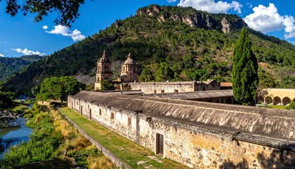 Mountain monastery stone towers