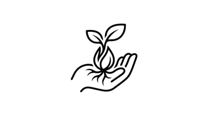 Obraz premium Hand Holding a Sprout with Leaves and Roots.