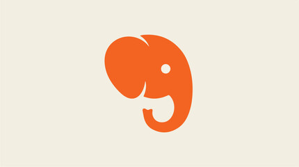 Obraz premium Minimalist Orange Elephant Head Logo Design.