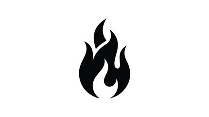 Simple Black Flame Icon on White Background.
