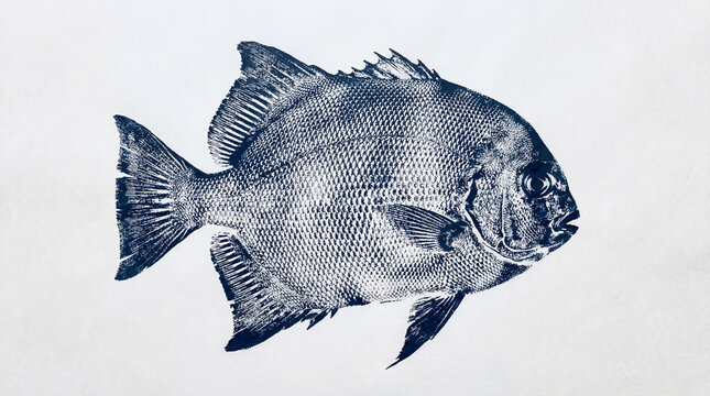 Spadefish Gyotaku fishing ink print