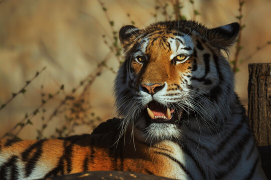 Siberian tiger (Panthera tigris altaica) detail portrait