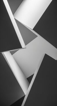 inimalist architectural shapes play with light and depth in a modern space.