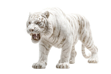 Obraz premium White tiger decorative sculpture for luxury home interiors isolated on transparent background