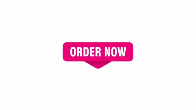 order now button animation on white background. Click on order now button with mouse cursor, online shopping click button, modern web interface4K. 