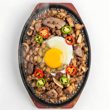 Filipino Sisig A Savory and Spicy Pork Dish Topped with Fried Egg