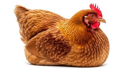Brown hen chicken isolated on white background, farm bird portrait © Tasnim Hossain
