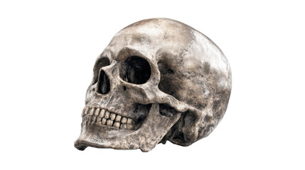 Obraz premium Human skull isolated on transparent background realistic anatomy skeleton bone head medical science education halloween horror gothic death concept