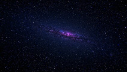 Obraz premium Glowing elongated galaxy band stretching across deep space, showing purple core and star streaks